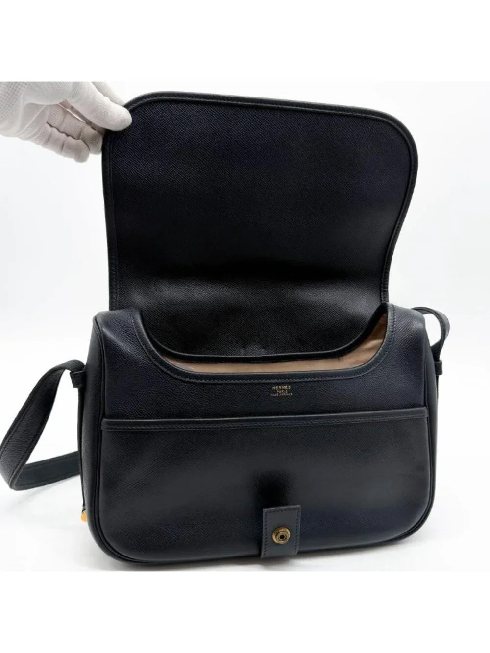 Hermes Rare Vintage Noumea Shoulder Bag Navy